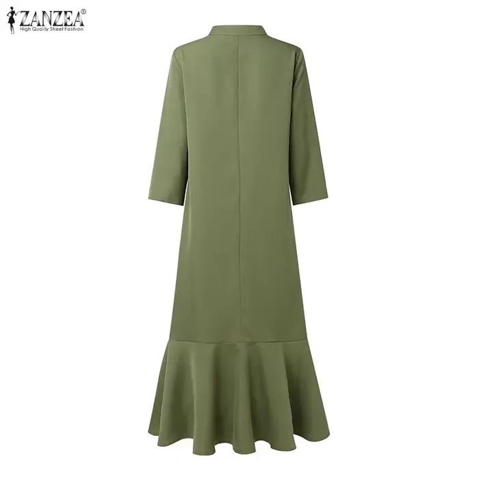 ZANZEA Robe longue élégante unie pour femme