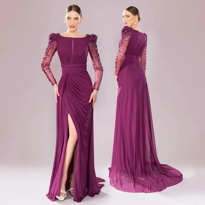 Robe de soirée arabe en mousseline de soie