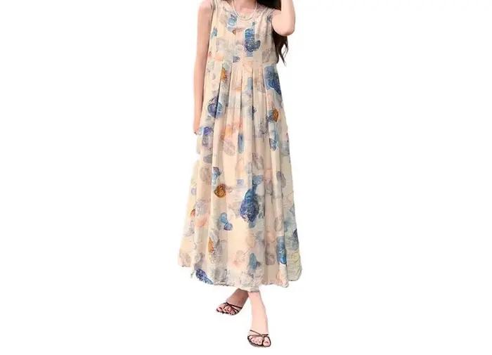 Robe débardeur longue style rétro artistique élégant pour femmes junior printemps été bywindto ocassions spéciales confortable et élégante