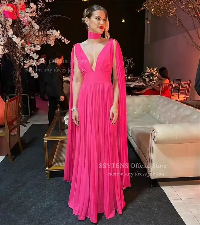 SSYTENS Robes de soirée dos nu rose fuchsia