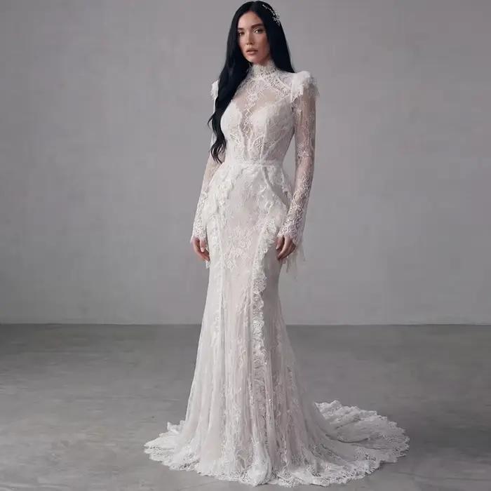 Robe de soirée élégante en dentelle blanche