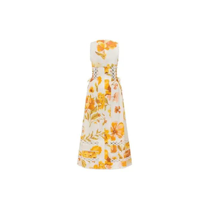 Robe longue amincissante sans manches à col en V profond