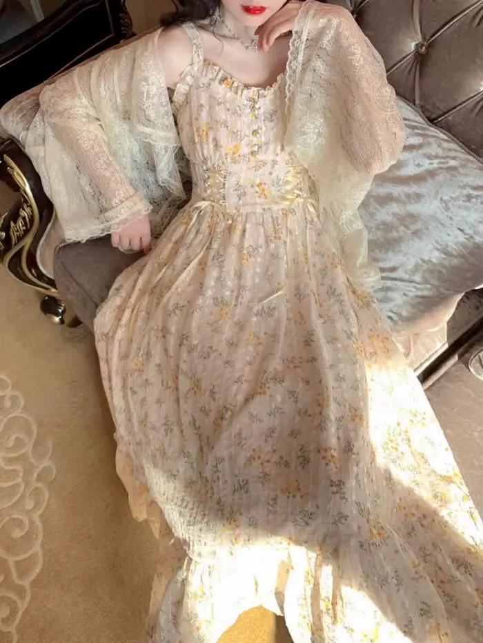 Robe Mi-Longue Élégante à Imprimé Floral pour Femme