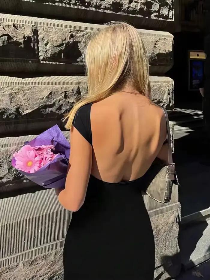 Robe longue à manches courtes pour femmes