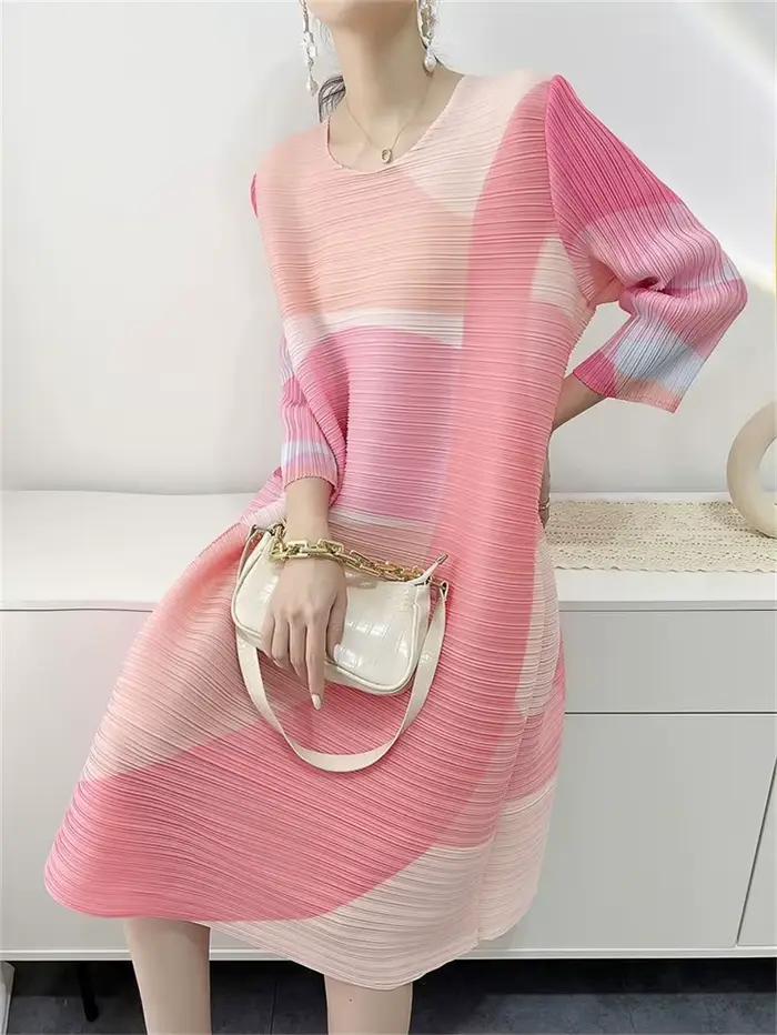 Robe de Soirée Plissée Imprimée Taille Unique Pour Femmes Décontractée Mode Printemps Été Occasions Spéciales