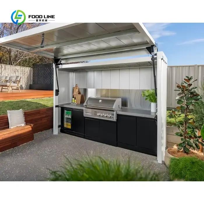 Ensemble de cuisine extérieure personnalisé, armoires extérieures, îlot barbecue avec évier, facile à assembler, résistant aux intempéries, pour pique-nique et fête