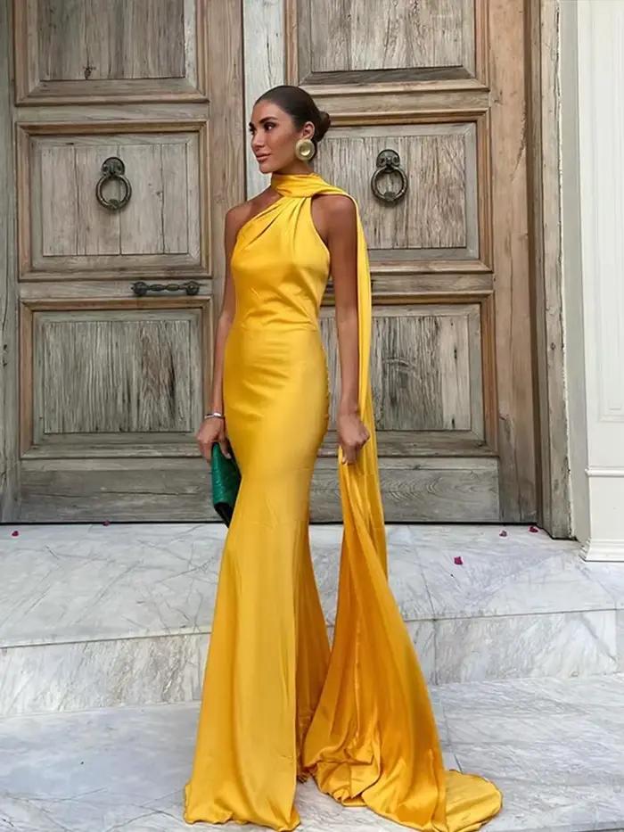 Robe longue dos nu à lacets pour femmes