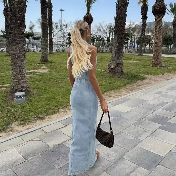 Robe longue en Denim pour femmes
