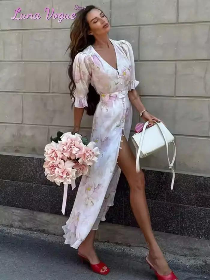 Robe longue élégante en mousseline pour femme