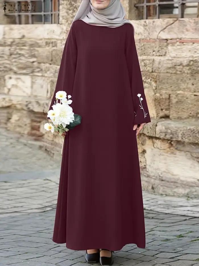 2025 mode musulmane Abaya Robe ZANZEA femmes robes longues automne à manches