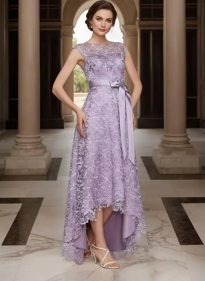 Robe de mère de la mariée en mousseline à lacets 2026 pour femme