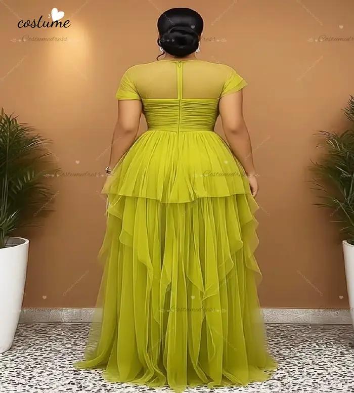 Charmante robe de soirée sirène vert citron