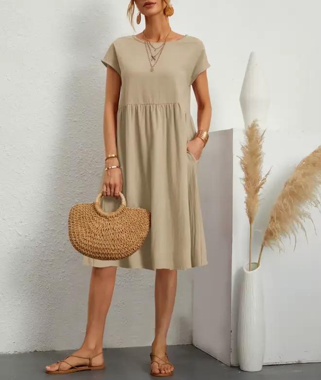 Robe en coton et lin pour femmes