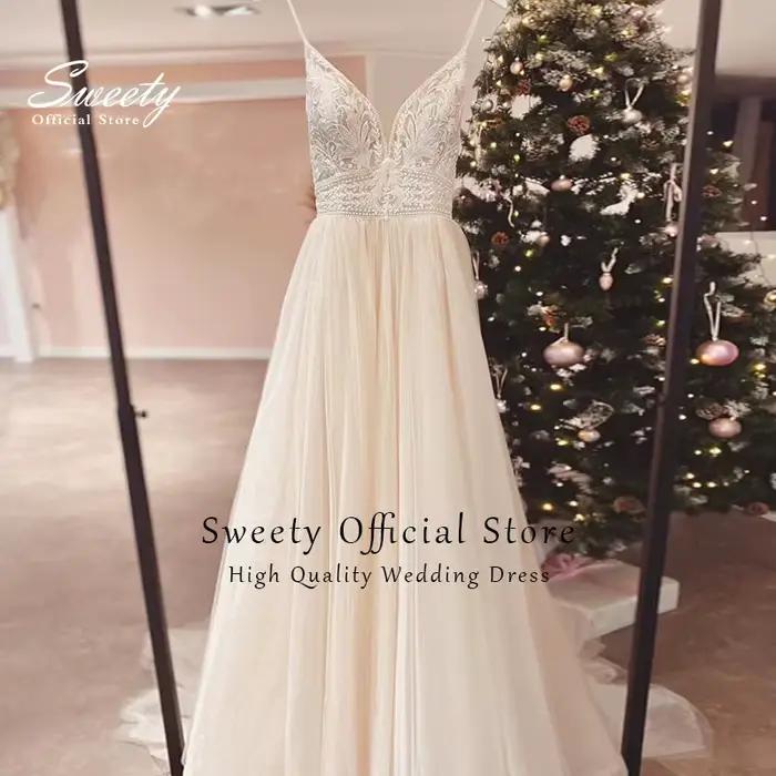 Robe de Mariée Simple en Organza avec Broderie