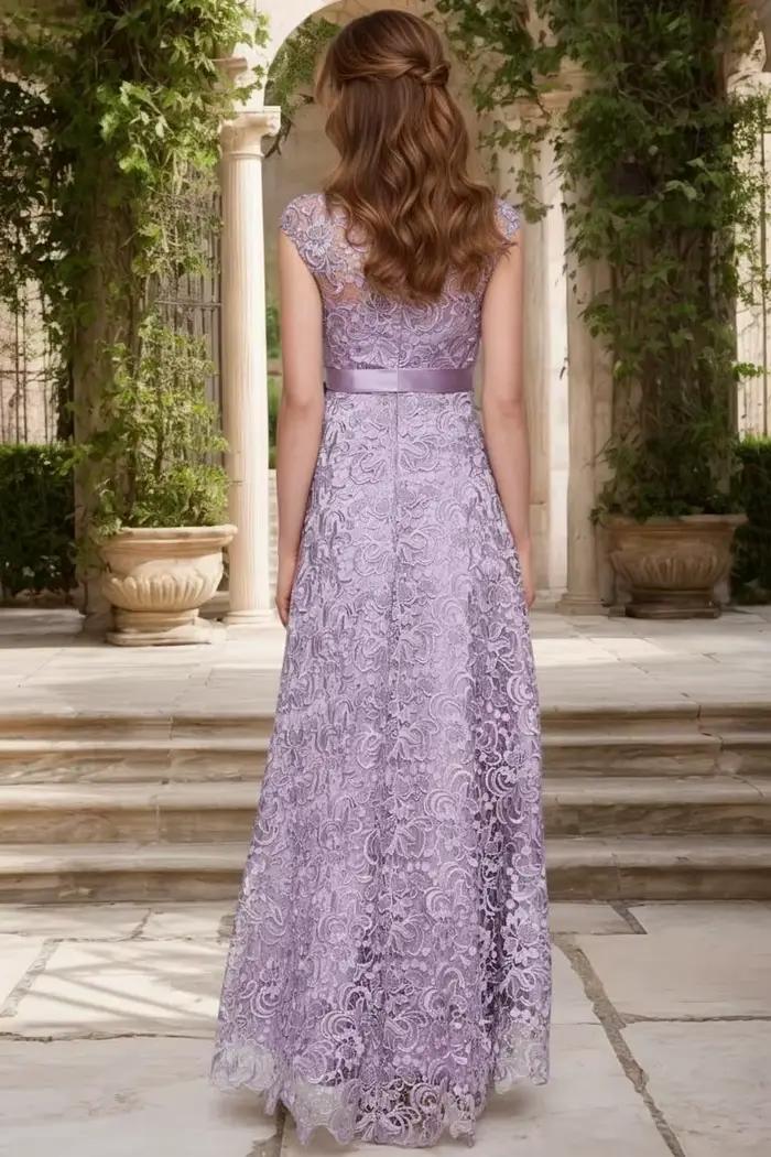 Robe de mère de la mariée en mousseline à lacets 2026 pour femme