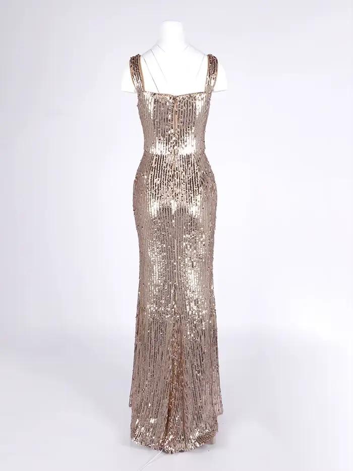 Robe longue élégante à paillettes pour femmes