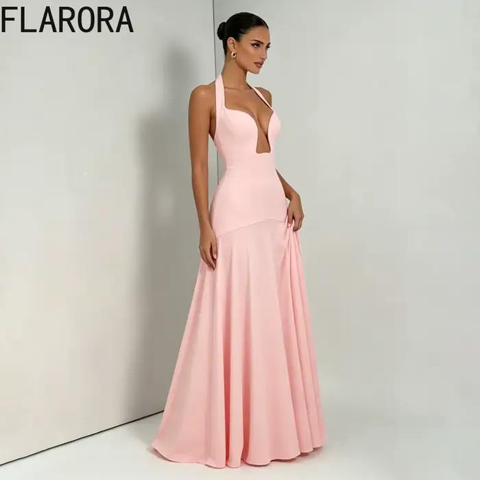 FLARORA Robe longue élégante froncée pour femme