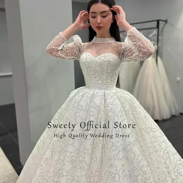 Robe de Mariée en Organza à Paillettes Brodées