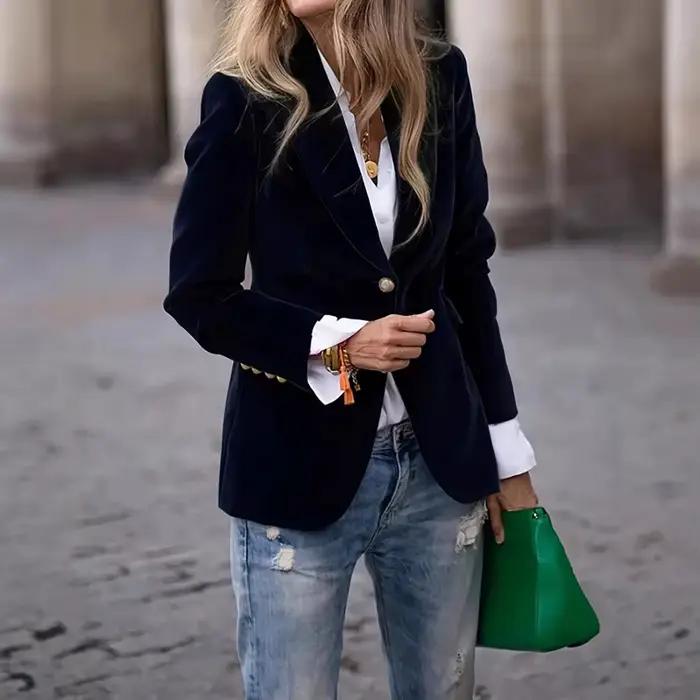 Blazer de soirée formel en velours grande taille pour femme