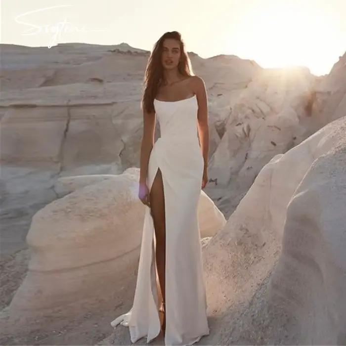 Robe de mariée sirène sans bretelles pour femme, robe de mariée simple, occasion spéciale, mariage, soirée familiale, cérémonie de remise de diplômes, anniversaire