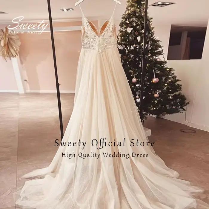 Robe de Mariée Simple en Organza avec Broderie