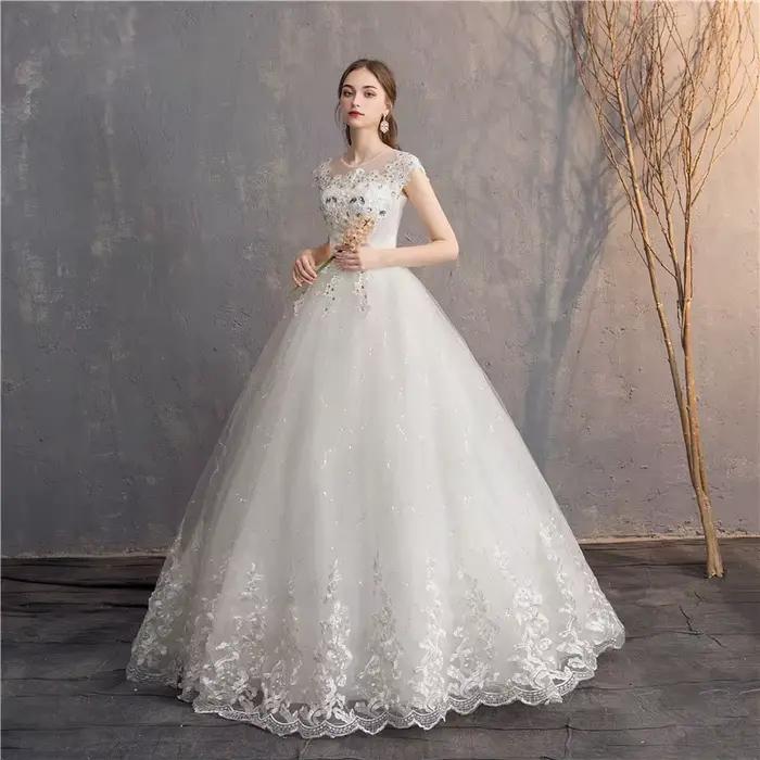 Ezkuntza-Robe de Mariée en Diamant à Col Rond