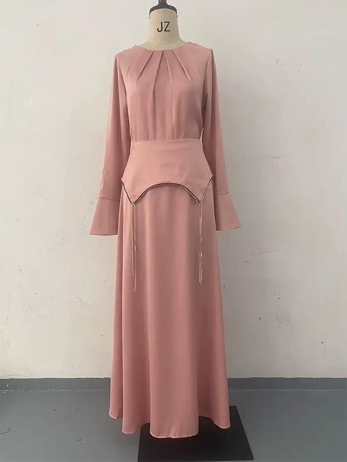 Robe de soirée en Satin de couleur unie