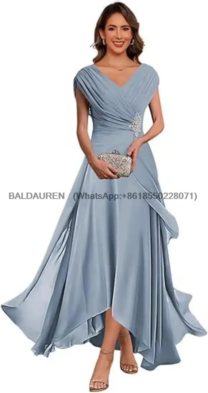 Robes de soirée en mousseline de soie avec appliques en dentelle pour la mère de la mariée