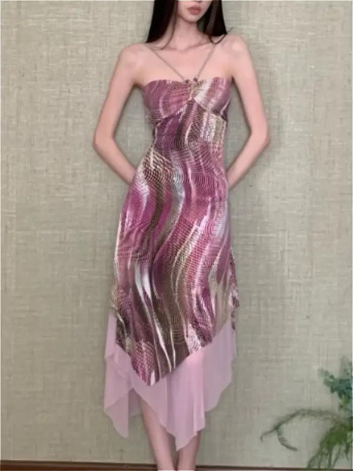 Robes en dentelle à bretelles fines taille haute style hippie pour femmes