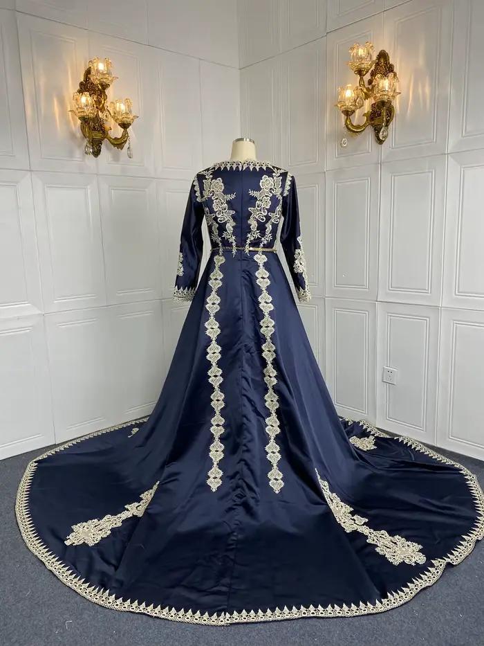 Caftan marocain personnalisé bleu marine