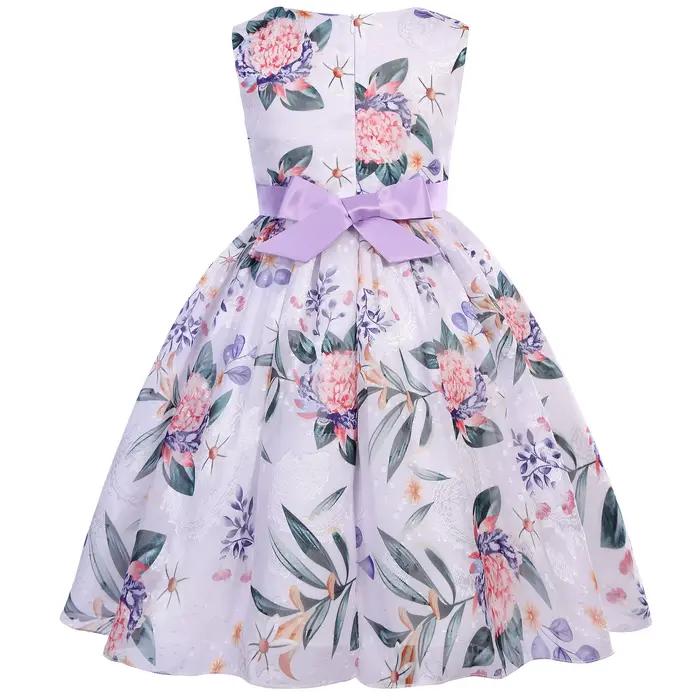 Robe de demoiselle d'honneur pour filles avec décoration en nœud