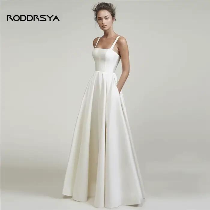RODDRSYA Robes de mariée simples en satin pour femmes 2026
