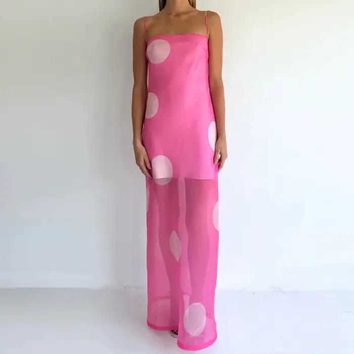 Gaono – robe longue imprimée à pois pour femmes