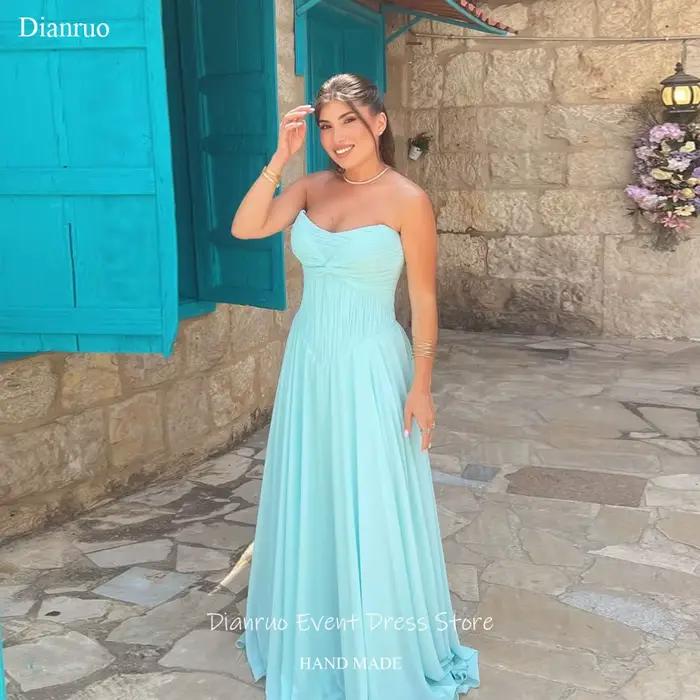 Robe Dianruo Sweetheart en chiffon froissé, coupe trapèze, décolleté Mon Amour, dos noué, soutien-gorge intégré, pour soirées officielles et cérémonies de mariage en plein air