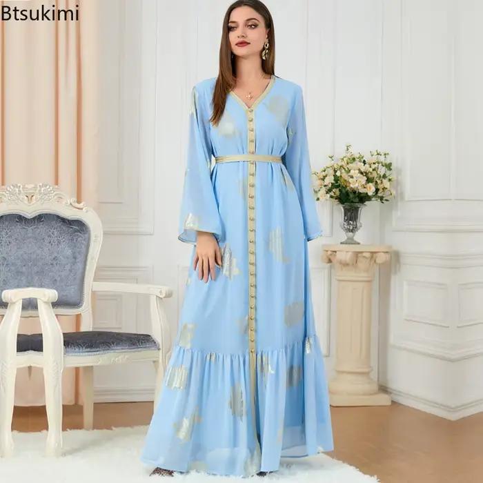 Robe longue en mousseline de soie pour femme