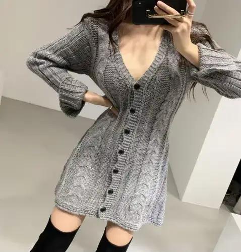 Robe pull pour femme, manches longues