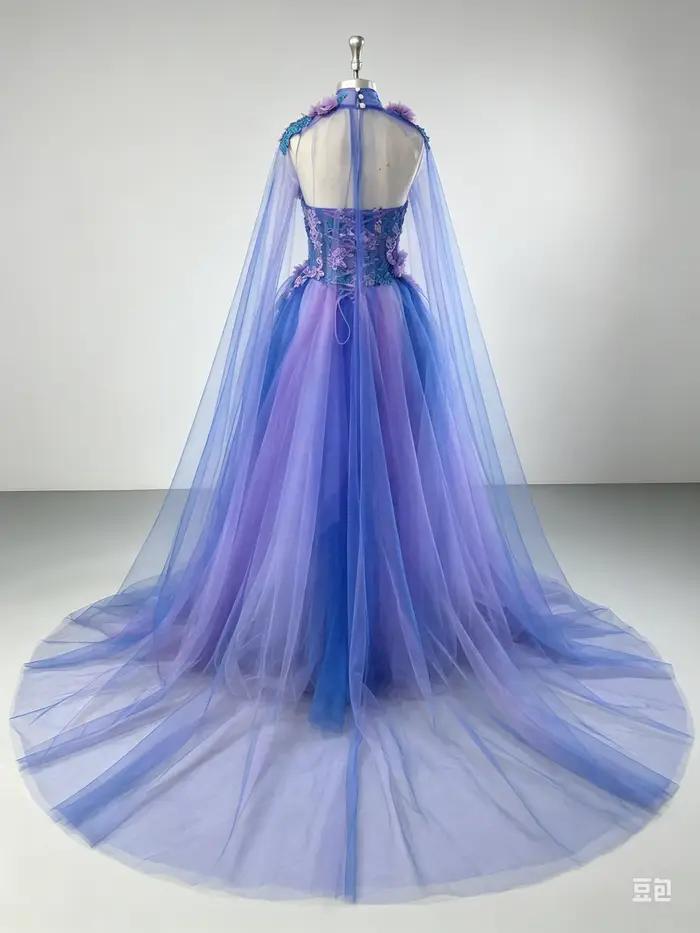 Robe de Soirée A-ligne Violette et Bleue