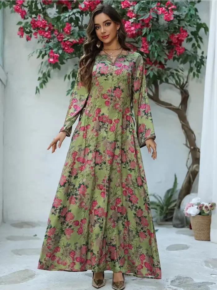 Robe musulmane femmes diamant imprimé Abaya