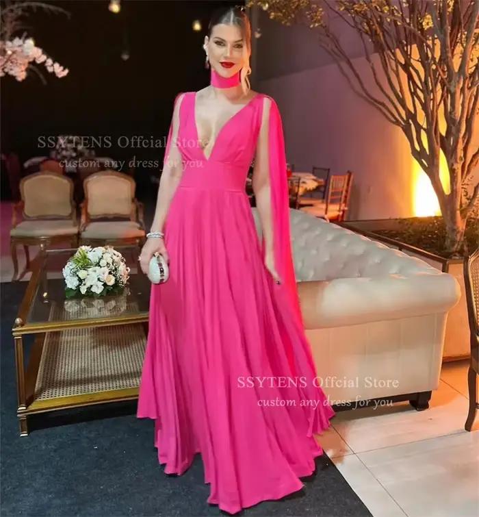 SSYTENS Robes de soirée dos nu rose fuchsia