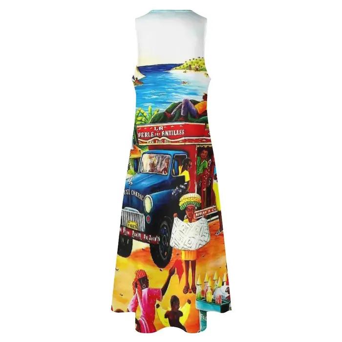 Robe longue imprimée vintage pour femme