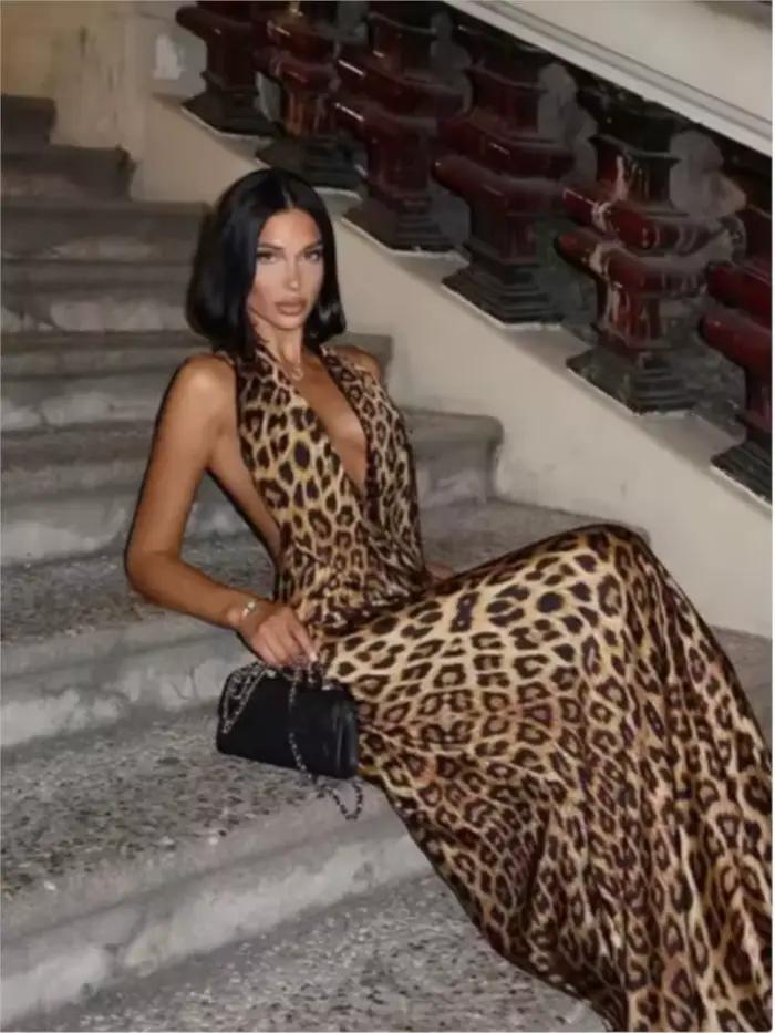 Robe Longue à Lacets et Col en V pour Femme