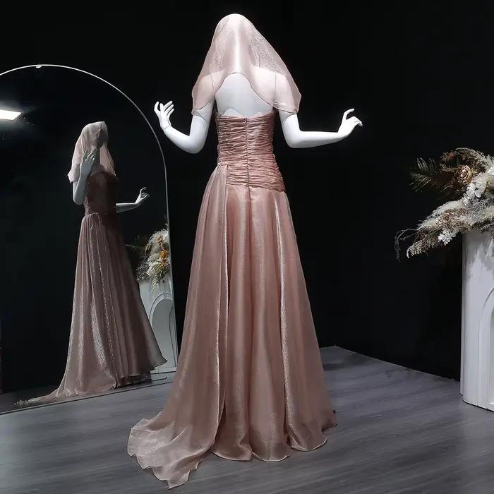 Sharon Said dubaï élégant Champagne sirène robe de soirée avec plissé 2026 pour femme mariage arabe