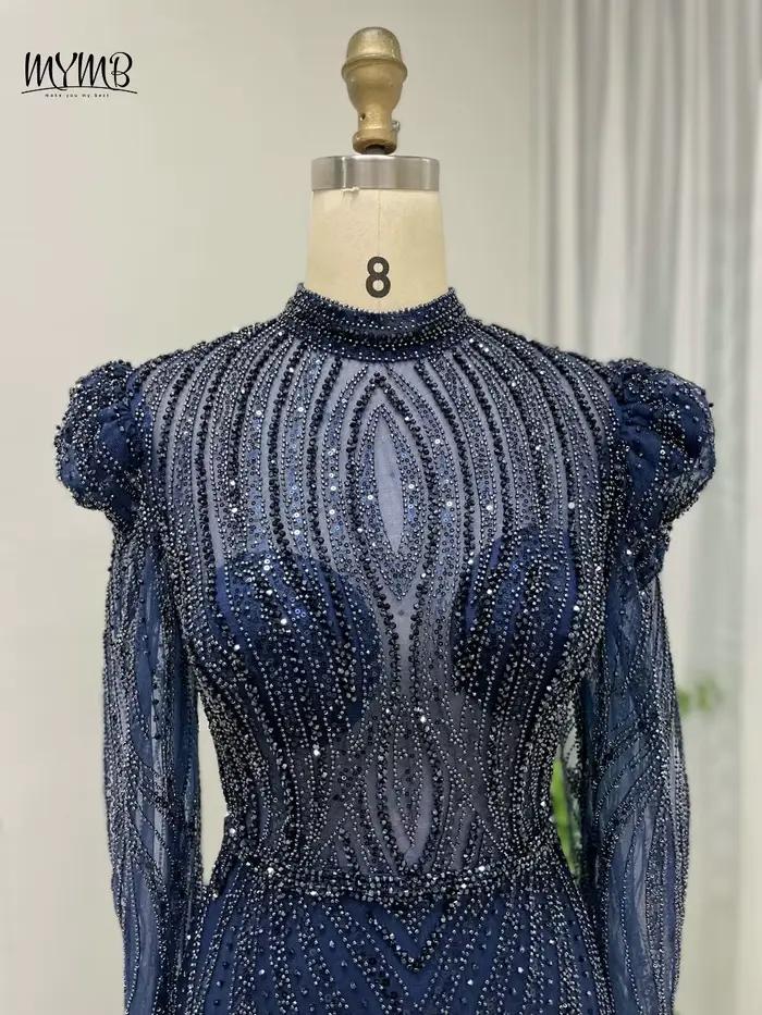 Robes musulmanes à col haut et manches longues pour mère de la mariée