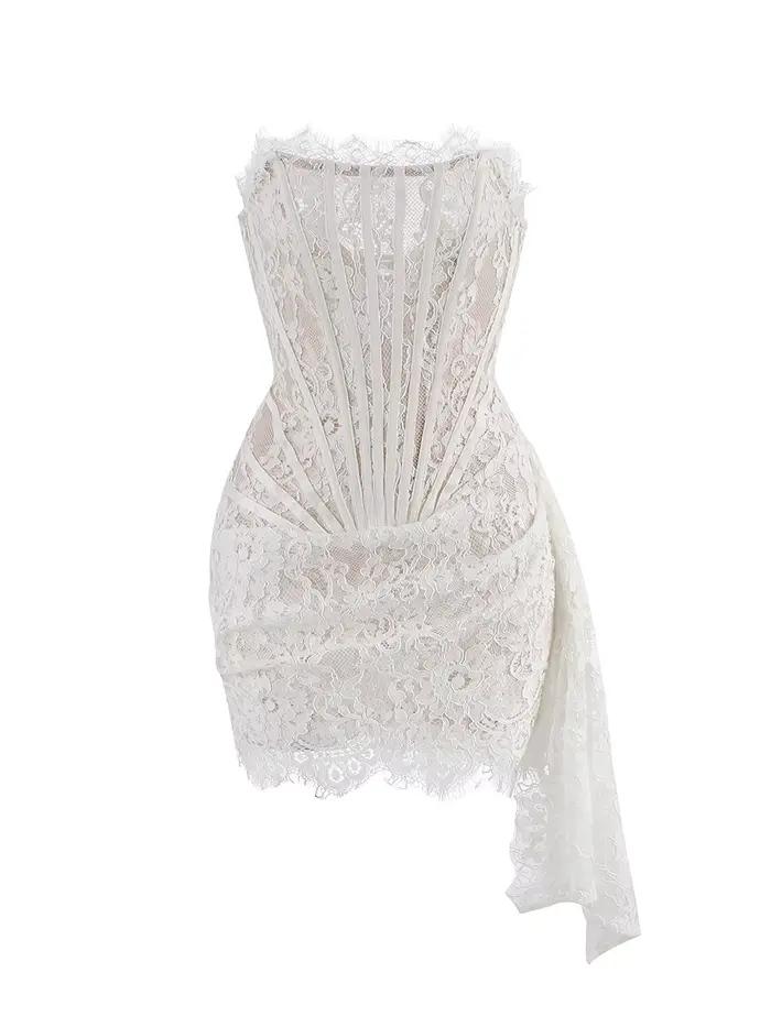 VC robe de noël pour femmes dentelle rouge Sexy bretelles sans manches mince dîner