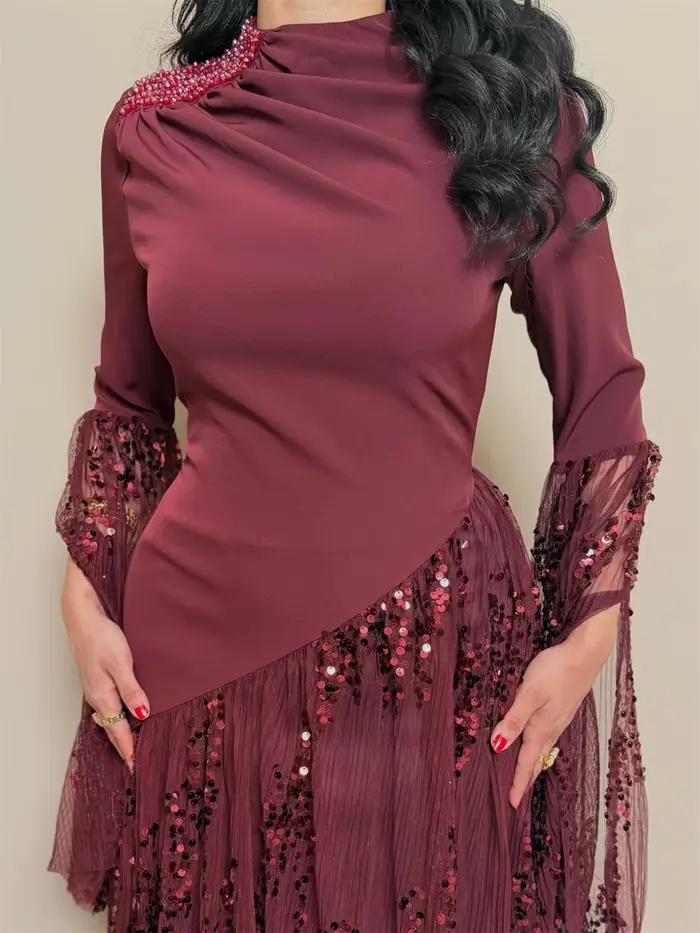 EDECPBM Robe de soirée à sequins pour femme