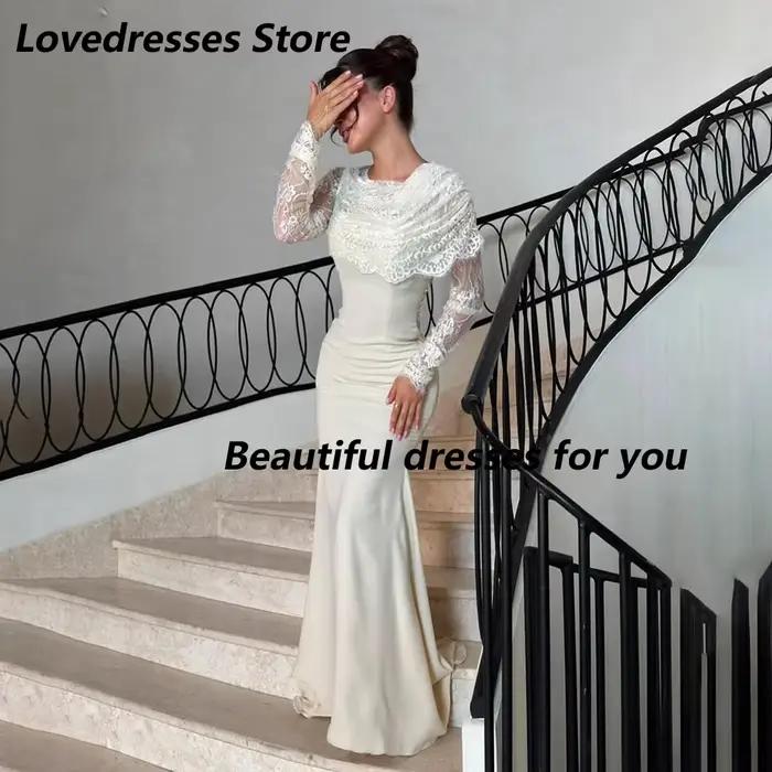 Robe de soirée élégante en dentelle et jersey