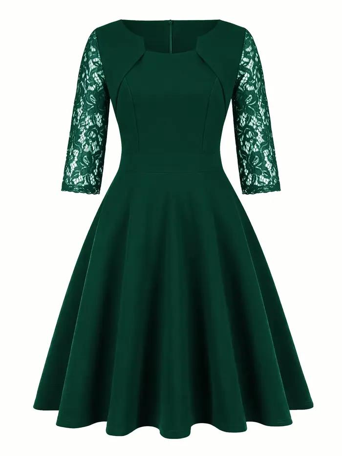 Robe de soirée vintage pour femme en dentelle florale
