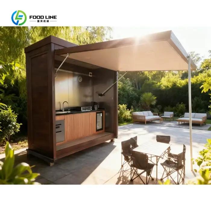 Ensemble de cuisine extérieure personnalisé, armoires extérieures, îlot barbecue avec évier, facile à assembler, résistant aux intempéries, pour pique-nique et fête
