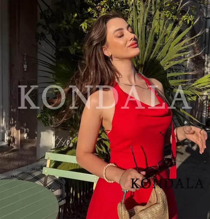 Robe longue rouge tendance KONDALA 2026 pour femme