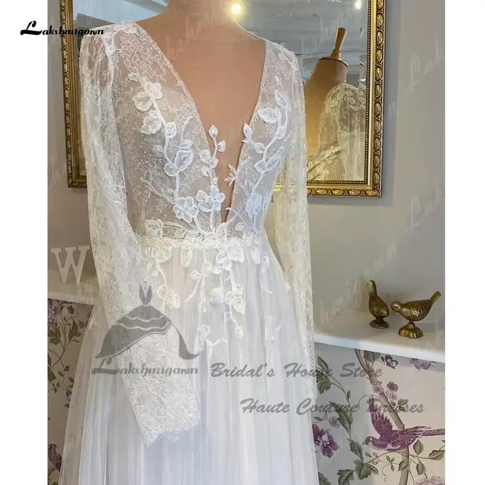 Suknia Slubna robe de mariée à manches longues plage 2025 robes élégantes Birdal Boho dentelle